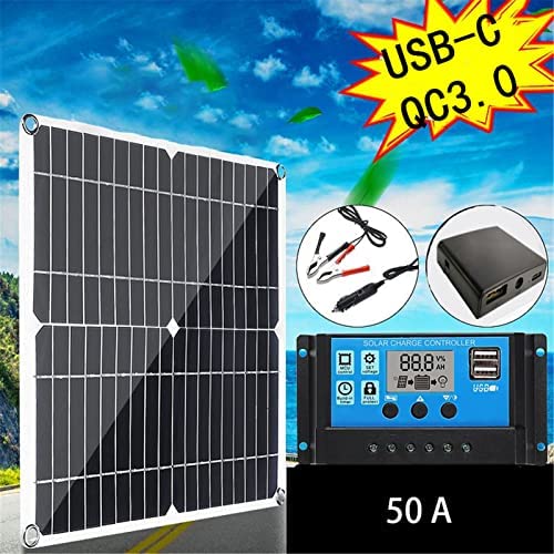 200W Solar Charger for Car Portable Solar Panel with 2 USB Port, IPX4 Waterproof Hiking Camping Charger Compatible with Camera Mobile Phone MP3/4 Power Bank Car Navigation RV,Black - Image 2