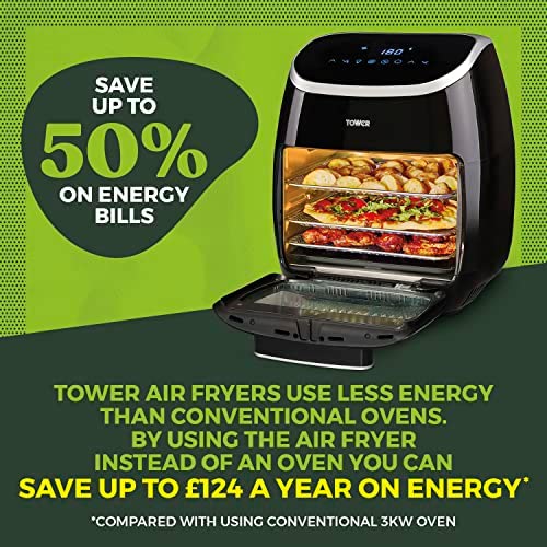 Tower Xpress Pro T17039 Vortx 5-in-1 Digital Air Fryer Oven with Rapid Air Circulation, 60-Minute Timer, 11 L, 2000 W, Black - Image 4
