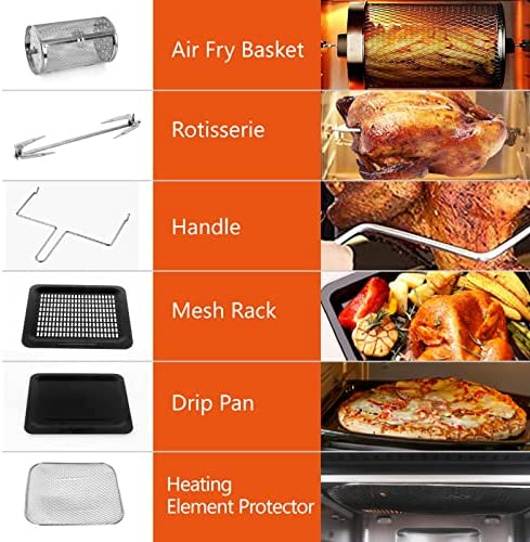 Luby 12L Air Fryer Oven with Rapid Air Circulation, Smart Oven with 9 Presets, Digital LED Touch Screen Control Air Fryer, Electric oven, Rotisserie, Air Fry Basket, 1900W, Black - Image 6