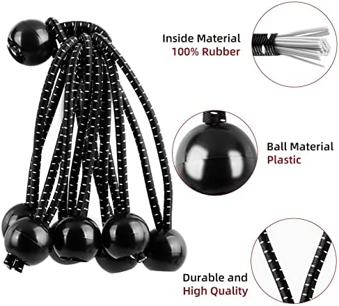 KissDate 35Pcs Ball Bungee Cords,Elastic Bungee Cord Tarp Bungee Cords with Balls 4 inch Tarpaulin Ties Down Elastic Rope Tent Banners Gazebo Canopy Bungees Cords - Image 3