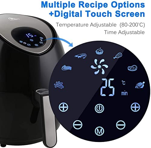 Air Fryer, Uten Air Fryers Oven, 4.5L Oil Free Fryer with Detachable Basket, Timer and Fully Adjustable Temperature Control for Healthy Oil Free & Low Fat Cooking, 1500W - Image 4