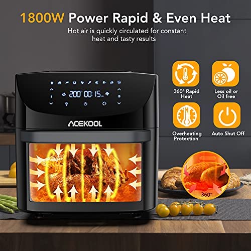 Air Fryer Oven Digital Acekool FT1 18L Large Oil Free Touch Screen 1800W Dishwasher Safe Rapid Air Circulation Bpa Free Accessories - Image 4