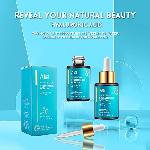 ANAiRUi 2% Hyaluronic Acid Serum for Face, Hydrating Serum with Vitamin B5, C & E - Intense Hydration + Moisturizer, Plump and Smooth Skin, Increase Firmness, Anti-Aging Serum & Antioxidants, 30ml - Image 6