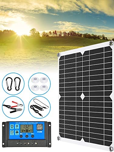 130/260W Solar Panel Kit Off-Grid System, Solar Charger with Dual USB Ports IP65 Waterproof 12/24V Battery Power Bank Charger Board Durable Solar Cell Phone Charging Panel for Camping Hiking - Image 3