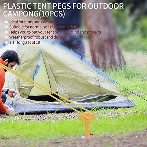 12 Pcs Tent Pegs, Plastic Ground Anchors Pegs, Heavy Duty Spiral Design Tent Stakes, Screw in Camping Stakes Pegs for Fixing Camping Tent Rain Tarps Garden Weed Mat Pegs Stakes - Image 5