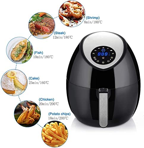 Air Fryer, Uten Air Fryers Oven, 4.5L Oil Free Fryer with Detachable Basket, Timer and Fully Adjustable Temperature Control for Healthy Oil Free & Low Fat Cooking, 1500W - Image 2
