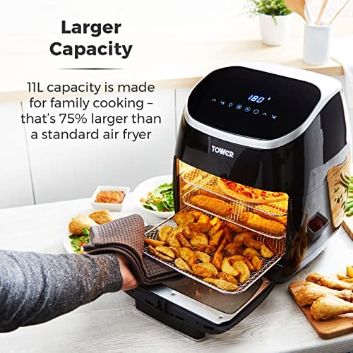 Tower Xpress Pro T17039 Vortx 5-in-1 Digital Air Fryer Oven with Rapid Air Circulation, 60-Minute Timer, 11 L, 2000 W, Black - Image 8