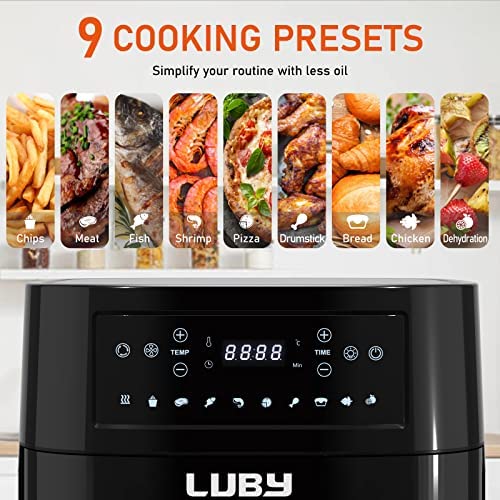 Luby 12L Air Fryer Oven with Rapid Air Circulation, Smart Oven with 9 Presets, Digital LED Touch Screen Control Air Fryer, Electric oven, Rotisserie, Air Fry Basket, 1900W, Black - Image 5