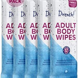 60 Pack Luxury Shower Wipes for Adults and Elderly | No Water Bathing & Cleansing Body Wipes | Microwavable Rinse-Free Bath & Shower Wipes