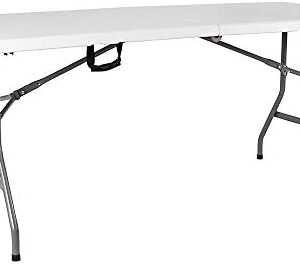 Amazon Basics Heavy Duty Trestle Picnic Folding Table Silver, 6 feet