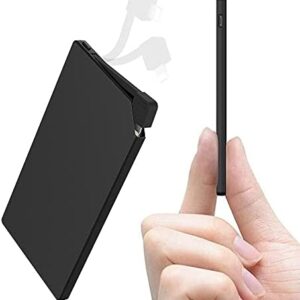 Auskang Power Bank with built-in Charging Cable, only Compatible with iphone, 5000mAh Ultra Slim and Super Lightweight Portable Charger Small External Battery (6mm thickness, 115g weight)