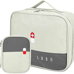 First Aid Bag Empty Medicine Bag for Travel First Aid Kits for Holiday, Portable Waterproof Emergency Medical Bag for Personal First Aid Kit for Home, Outdoor, Office, Car, Camping, Hiking(Grey, L+S)