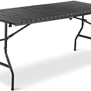Folding Picnic Table, Garden Table, Camping Table with Carry Handle, Steel Frame, HDPE Plastic Panel, Waterproof for Camping, Picnics, Buffets(166 x 70 x 74 cm)