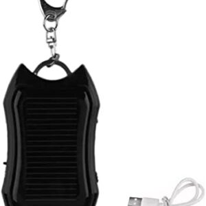 KKPLZZ 1200mAH Solar Portable Charger Keychain, Mini Power Bank with LED Flashlight, Outdoor USB Battery Pack Emergency Phone Charger for Camping and Hiking