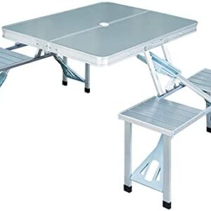 Outsunny Portable Folding Camping Picnic Table and Chairs Stools Set Party Field Kitchen Outdoor Garden BBQ Aluminum