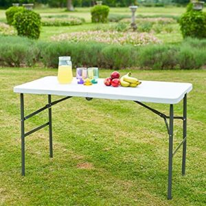 SA Products 4ft Heavy-Duty Folding Tables - Thick HDPE Panel, Durable Steel Frame - Foldable Outdoor Furniture for Garden, Patio - Picnic, Camping, BBQ, Catering Tables (4ft Table)