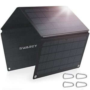 SWAREY Solar Charger 30W ETFE Solar Panel Foldable Monocrystalline Lightweight with USB-A/USB QC 3.0, Waterproof Solar Battery Charger for Smartphone Tablet Camera Powerbank and Camping Travel