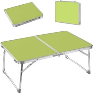 Small Folding Table Lightweight Aluminium Folding Camping/Picnic/Travel Table, Laptop Bed Table,Portable Table for indoor/Outdoor Use(Green,60cm)