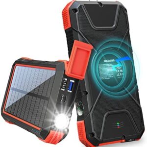 Solar Power Bank, GOODaaa Solar Charger, 20000mAh 18W Fast Charging Power Bank,10W/7.5W Wireless Charging External Battery for iPhone Samsung and More