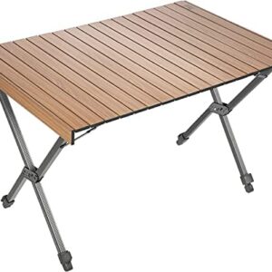 TIMBER RIDGE Folding Camping Table, Foldable Garden Table with Adjustable Height, 4-6 Person Aluminum Roll-up Table for Camping Outdoor Picnic BBQ Backyard Party