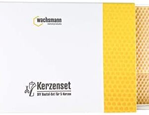 Wachsmann Beeswax Candles Make Yourself | Pure Beeswax Plates from Germany | DIY Craft Set for 5 Candles | with Decorative Ribbon and Cookie Cutters