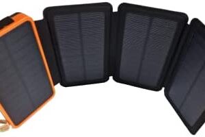 Zing 4 Panel Solar Charger Power Bank 30000mAh Led Lamp 2 USB Ports Leather Case Water Resistant & Shock Proof UK STOCK NEXT DAY DELIVERY