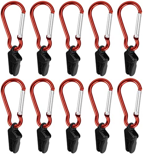 10 Set Tent Clips with Carabiner Plastic Awning Clamp Canopy Clip Holder Tarpaulin Clips with Carabiner Windproof Tent Lock Grip Heavy Duty Tarp Clips Set for Camping Hiking Travel Awnings Caravans