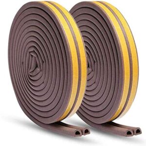 12m Window Draught Excluder Tape, Self Adhesive D Type, Rubber Door Seal Strip, Draft Excluder for Door, Weather Strip, Window Seal Strip, Window Door Insulation Strip（Brown）