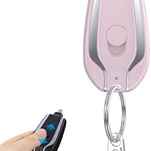 1500mah Mini Power Emergency Pod Keyring, Keychain Portable Charger for Iphone or Type-C, Ultra-Compact External Fast Charging Power Bank Battery Pack, Key Ring Cell Phone Charger (Pink,Apple)