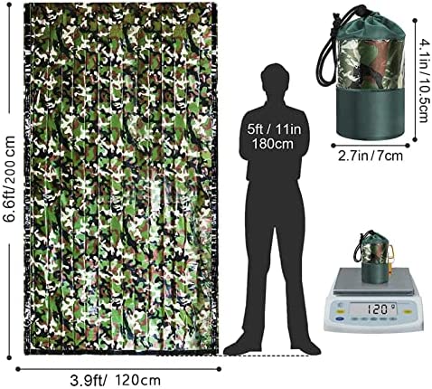 Regine Camouflage Emergency Sleeping Bag - Portable Bivy Sack Waterproof Nylon Blanket with Whistle,Thermal Blanker Survival Gear Equipment for Outdoor, Reusable & Compact - Image 4