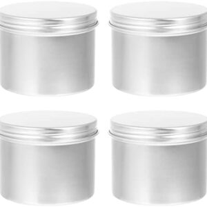 NUOBESTY 4Pcs Aluminum Candle Tins 120ml with Lid Round Metal Tins Tealight Cups Holders Spices Candy Holder Can for Candle Making DIY Arts Crafts Storage Silver