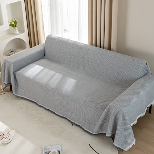 LHGOGO Waffle Sofa Throws Large 3 Seater Woven Sofa Throw Blanket with Tassels Reversible Versatile Throws for Sofas Large Throws for Settees Couch Sofa Bed and Armchair 180x300cm - Light Grey - Image 8