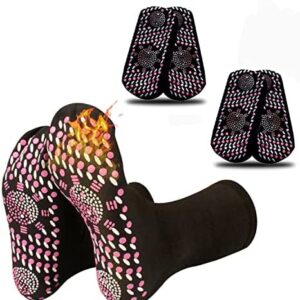 2 Pairs Self Heating Socks, Tourmaline Slimming Health Sock,Unisex Winter Thermal Heated Sock Anti-Freezing Breathable Foot Warmer Sock for Winter Outdoor Skiing Running Walking Fishing 39-44(Black)