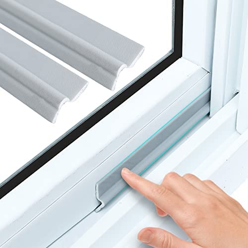 236Inch/6M Window Draft Excluder, Self-Adhesive Door Insulation Seal Strip, Window Draught Excluder Foam Tape (Gray)