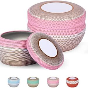 24 Pack Candle Tins with Lids (12 8-oz & 12 4-oz), Bulk Candle Jars, Tin Cans for Making Candles, Candle Making Kit Supplies, Wide Mouth Metal Containers for Storage, Arts & Crafts, and Gifts (Pink)