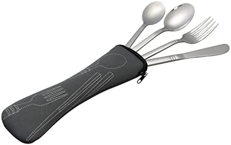 Annkky 4-Piece Stainless Steel Camping Travel Hiking Cutlery Set for 1 - Image 3