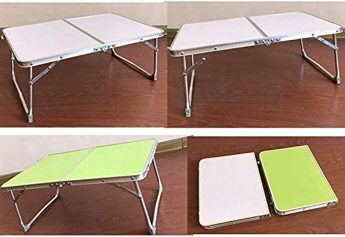 Folding Picnic Table Camping Outdoor Fold Up Desk Laptop Bed Table, Foldable Portable Lap Standing Desk, 60 x 40cm Notebook Stand with Handheld, 60x40x26cm (White) - Image 6