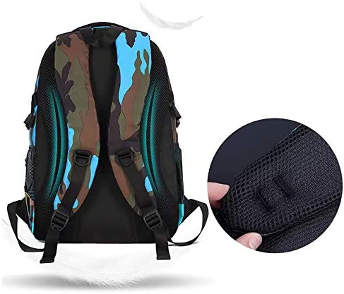 FNTSIC Camouflage Primary School Bags Children Backpacks Large Capacity Lightweight Shoulder Bags Ideal for Teenage Boys and Girls (Camo blue) - Image 4