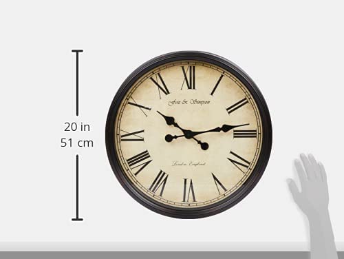 Fox and Simpson Grand Central Station Extra Large 50cm / 20-Inch Wall Clock in Cream (Black) - Image 5