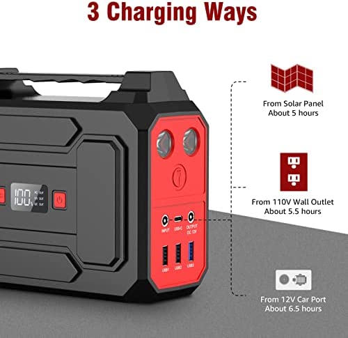 Powkey 99Wh/ 27000mAh Portable Power Station,100W Camping Power Pack,Solar Generator with AC/DC/USB/Type C Outlet for Outdoors Camping Travel Fishing Emergency Power Supply - Image 4