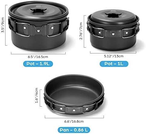 Odoland Camping Cookware Kit with Folding Camping Stove, Non-Stick Lightweight Pots Pan Set with Stainless Steel Cups Plates Forks Knives Spoons for Camping, Outdoor Cooking and Picnic - Image 5