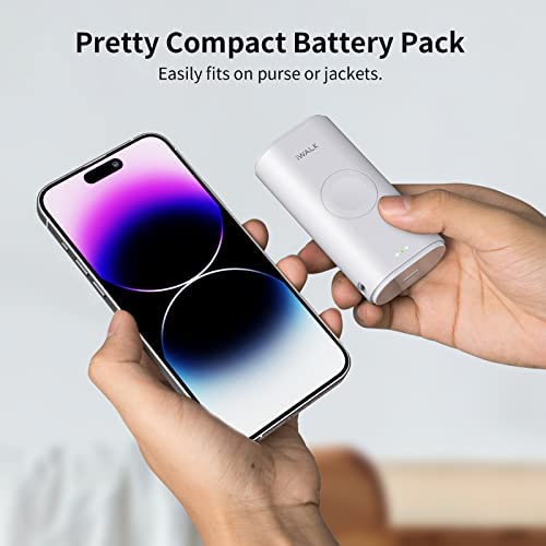 iWALK Portable Apple Watch Charger, 9000mAh Power Bank with Built in Cable, Apple Watch and Phone Charger, Compatible with Apple Watch Series 7/6/Se/5/4/3/2, iPhone14/ 13/12/12 Pro Max/ 11/6s,White - Image 5