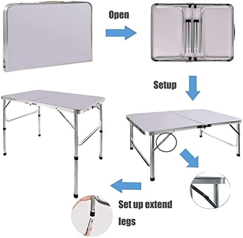 90cm / 3FT Wide Aluminum Camping Folding Table Portable 2 Adjustable Height Garden Outdoor Rectangle Picnic Table for Indoor Kitchen, Dinner, Catering, Buffet - Image 3