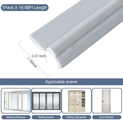236Inch/6M Window Draft Excluder, Self-Adhesive Door Insulation Seal Strip, Window Draught Excluder Foam Tape (Gray) - Image 2
