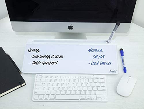 PenPal Dry Wipe Desk Whiteboard Glass Pad with Storage Compartment | Desk Organiser, Phone, Tablet and Pen Holder, 2 Pens Included | Desk Accessory for Home or Office (Arctic White) - Image 8