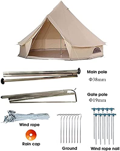 AASSDOO Outdoor Bell Tents Large Canvas Glamping Yurt Tent with Zipped Groundsheet and Chimney for Family Camping Hiking Hunting Party Shelter, 3/4/5/6m - Image 6