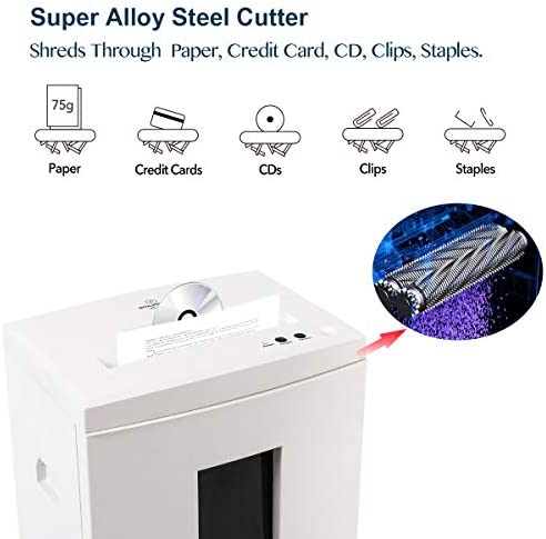 WOLVERINE 18-Sheet 60 Mins Running Time Cross Cut High Security Level P-4 Heavy Duty Paper/CD/Card Ultra Quiet Shredder for Home Office with 22-Litre Pullout Waste Bin SD9113(White) - Image 4