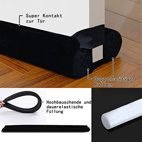 BKSAI Door Draught Excluder for Bottom of Doors 27-35inch Double Sided Draft Excluder Cushion for Front Door Seal Insulation Black - Image 3