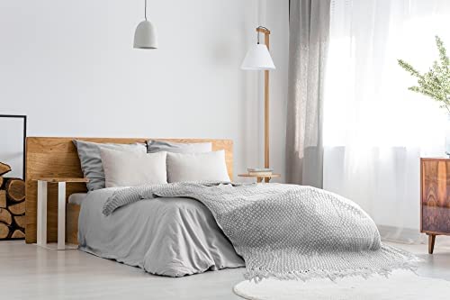 Emma Barclay Casablanca - Scandi Woven Recycled Cotton Chair Sofa Setee Bed Throw Over Blanket in Silver - 50x60" (127x152cm) - Image 4
