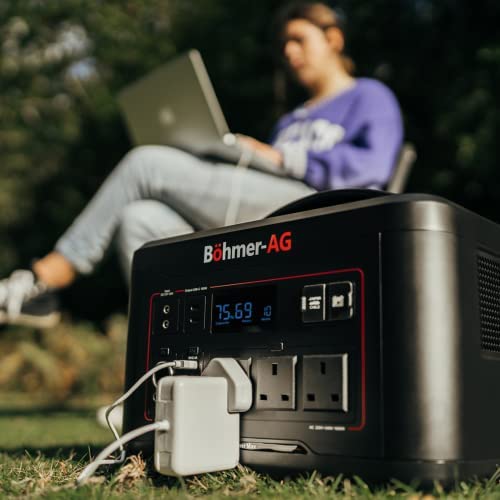 Böhmer-AG EcoPower Max 1000W Portable Power Station Pure Sine Wave Solar Generator 220-240V 400000mAh/1280Wh LiFePO4 Battery Jump Start Fast & USB PD60W Charge Outdoor, Camping, Travel & Campervan - Image 2